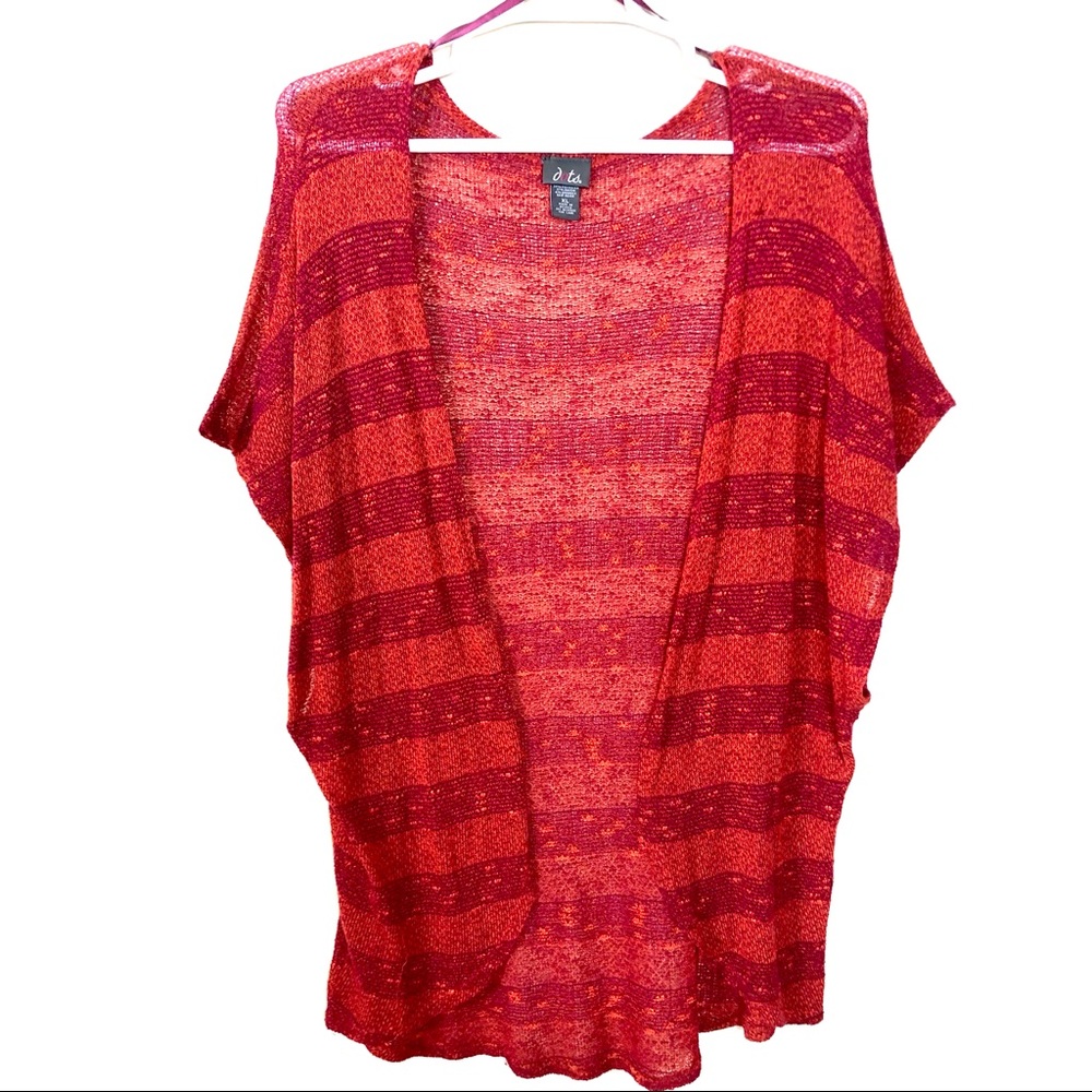 *3/$15 Open Front Short Sleeve Orange Purple Sweater XL
